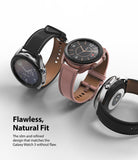Galaxy Watch 3 (41mm) | Bezel Styling - Three Galaxy Watch 3 units with leather straps in black and pink, shown from front and back.