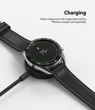 Galaxy Watch 3 (41mm) | Bezel Styling - Smartwatch with bezel styling charging on a wireless dock at 75 percent.
