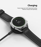 Galaxy Watch 3 (41mm) | Bezel Styling - Silver bezel accessory on a smartwatch charging wirelessly at 75% battery.