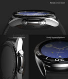 Galaxy Watch 3 (41mm) | Bezel Styling - Close-up views of the watch showing the raised bezel, tailored cutouts, and engraved pattern.
