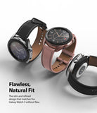 Galaxy Watch 3 (41mm) | Bezel Styling - Three Galaxy Watch 3 units with leather straps and metallic bezels arranged on a white background.