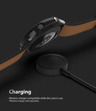 Galaxy Watch 3 45mm Case | Air Sports - A Galaxy Watch 3 with a black protective case hovering above a wireless charger.