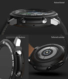 Galaxy Watch 3 45mm | Air Sports Black + Bezel Styling 10 - Close-up views of black watch bezel, buttons, and cutouts.