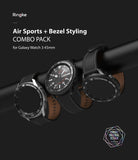 Galaxy Watch 3 45mm | Air Sports Black + Bezel Styling 10 - Three black smartwatches with tachymeter bezels on a bar.