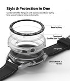Galaxy Watch 3 45mm | Air Sports Black + Bezel Styling 10 - Exploded view of watch bezel, protective cover, and strap.