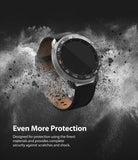 Galaxy Watch 3 45mm | Air Sports Black + Bezel Styling 10 - Smartwatch with tachymeter bezel in a cloud of dust.