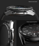 Galaxy Watch 3 (45mm) | Bezel Styling - Close-up views of the watch bezel, highlighting the raised edge, tailored cutouts, and engraved pattern.