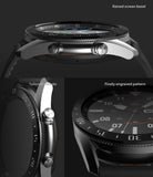 Galaxy Watch 3 (45mm) | Bezel Styling - Close-up views of the watch showing the raised bezel, tailored cutouts, and engraved pattern.