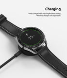Galaxy Watch 3 (45mm) | Bezel Styling - Smartwatch with Ringke bezel styling charging on a wireless dock at 75%.