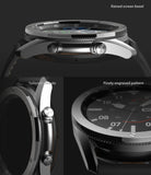 Galaxy Watch 3 (45mm) | Bezel Styling - Close-up views of the watch showing the raised bezel, tailored cutouts, and engraved pattern.