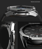 Galaxy Watch 3 (45mm) | Bezel Styling - Close-up views of a metallic watch bezel featuring raised edges, tailored cutouts, and engraved patterns.