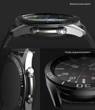 Galaxy Watch 3 (45mm) | Bezel Styling - Close-up views highlighting the raised bezel, tailored cutouts, and engraved pattern.