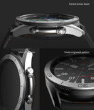 Galaxy Watch 3 (45mm) | Bezel Styling - Close-up views of a silver watch bezel featuring engraved numbers and a raised edge.
