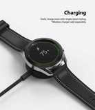 Galaxy Watch 3 (45mm) | Bezel Styling - Galaxy Watch 3 with Ringke bezel styling charging on a wireless dock at 75% battery.