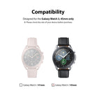 Galaxy Watch 3 45mm Screen Protector | Glass - Comparison showing 41mm watch faded and 45mm watch highlighted as compatible.