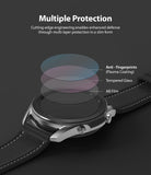 Galaxy Watch 3 45mm Screen Protector | Glass - Exploded view of watch screen layers: anti-fingerprint, glass, and AB film.