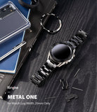 Watch Lug 20mm | Metal One Band - Black metal watch band attached to a smartwatch on a dark desk with spare links and pins.