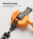 Watch Lug 20mm | Metal One Band - Black metal watch band being resized in an orange plastic tool on a white background.