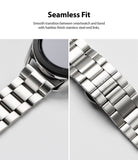 Watch Lug 20mm | Metal One Band - Brushed stainless steel watch band showing a seamless fit and engraved clasp logo.
