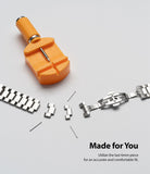 Watch Lug 20mm | Metal One Band - Silver watch band links being adjusted with an orange tool on a white background.