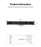 Watch Lug 22mm | Metal One Band [Black] - Black stainless steel watch band with 18.3cm length and 2.2cm width dimensions.
