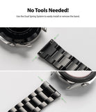 Watch Lug 22mm | Metal One Band [Black] - Two panels showing a black metal watch band with dual spring pins for tool-free attachment.