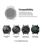 Watch Lug 22mm | Metal One Band [Black] - Diagram showing 22mm lug width compatibility for various smartwatches.