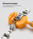 Watch Lug 22mm | Metal One Band [Black] - Metal watch band being resized in an orange tool on a white background.