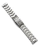 Watch Lug 22mm | Metal One Band [Black] - Brushed silver-tone stainless steel watch link bracelet on white background.