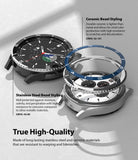 Galaxy Watch 4 Classic 42mm | Bezel Styling - Exploded view of black and silver smartwatch bezels with descriptive text.