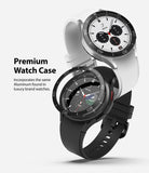 Galaxy Watch 4 Classic 42mm | Bezel Styling - Two Galaxy Watch 4 Classic smartwatches with black aluminum bezel covers.