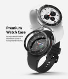 Galaxy Watch 4 Classic 46mm | Bezel Styling - Two Galaxy Watch 4 smartwatches with black aluminum bezel covers.