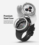 Galaxy Watch 4 Classic 42mm | Bezel Styling - Two Galaxy Watch 4 Classic smartwatches with stainless steel bezels.