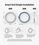 Galaxy Watch 4 Classic 42mm | Bezel Styling - Installation guide showing front, back, and side views with three steps.