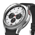 Galaxy Watch 4 Classic 42mm | Inner Bezel Styling - Silver metallic inner bezel ring hovering above a smartwatch face.