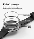 Galaxy Watch 4 Classic 42mm | Inner Bezel Styling - Exploded view of watch bezel accessories hovering over a smartwatch.