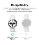 Galaxy Watch 4 Classic 42mm | Inner Bezel Styling - Compatibility chart showing 42mm watch as compatible and 46mm as not.