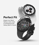 Galaxy Watch 4 Classic 42mm | Inner Bezel Styling - Two Galaxy Watch 4 Classic smartwatches in silver and black.