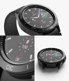 Galaxy Watch 4 Classic 42mm | Inner Bezel Styling - Close-up views of a black smartwatch with a metallic inner bezel ring.