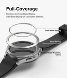 Galaxy Watch 4 Classic 42mm | Inner Bezel Styling - Exploded view of inner and outer bezel rings above a smartwatch.