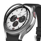 Galaxy Watch 4 Classic 42mm | Inner Bezel Styling - Black inner bezel ring hovering above a silver smartwatch face.