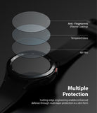 Galaxy Watch 4 Classic 42mm Screen Protector | Glass - R1 - Galaxy Watch 4 Classic 42mm Screen Protector - Exploded view showing anti-fingerprint, tempered glass, and AB film layers.
