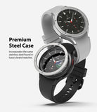 Galaxy Watch 4 Classic 46mm | Bezel Styling - Two Galaxy Watch 4 smartwatches with stainless steel bezel styling rings.