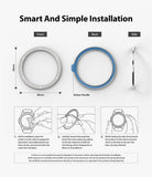 Galaxy Watch 4 Classic 46mm | Bezel Styling - Galaxy Watch 4 Classic 46mm | Bezel styling installation guide showing front, back, and side views with three steps.
