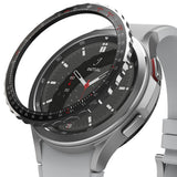 Galaxy Watch 4 Classic 46mm | Bezel Styling - A silver metallic bezel ring hovering above a silver smartwatch face.