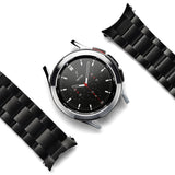 Galaxy Watch 4 Classic 42mm | Metal One Band - Silver smartwatch with black dial and detached black metal link band.