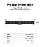 Galaxy Watch 4 Classic 42mm | Metal One Band - Black stainless steel watch band with dimensions 19.4cm by 2.2cm.