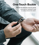 Galaxy Watch 4 Classic 42mm | Metal One Band - Hands opening the black butterfly clasp on a metal watch band.