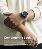 Galaxy Watch 4 Classic 42mm | Metal One Band - Silver stainless steel watch band on a Galaxy Watch 4 Classic.