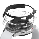 Galaxy Watch 4 Classic 46mm Case | Slim - Exploded view of a black and clear protective case hovering over a silver smartwatch.